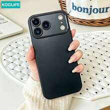 1 pieza Funda de teléfono de TPU suave de color negro mate sólido Koolife, con gran recorte para cámara, diseño antiamarillento y a prueba de golpes, clásico y de moda para hombres y mujeres, compatible con iPhone 17/17 Pro/17 Pro Max - Negro - Ver 2