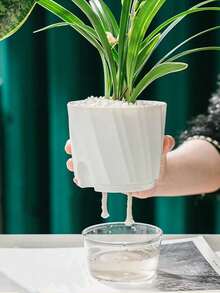 Transparent Double Layer Plastic Flower Pot Self Watering Flowerpot Cotton Rope Watering Small Plant Pot With Injection Port - A - View 8