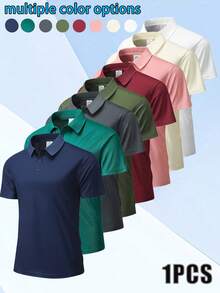 Men's Sports Polo Shirt Short Sleeve Quick Dry Outdoor Business Casual Breathable T-Shirt Summer - Navy Blue - View 8
