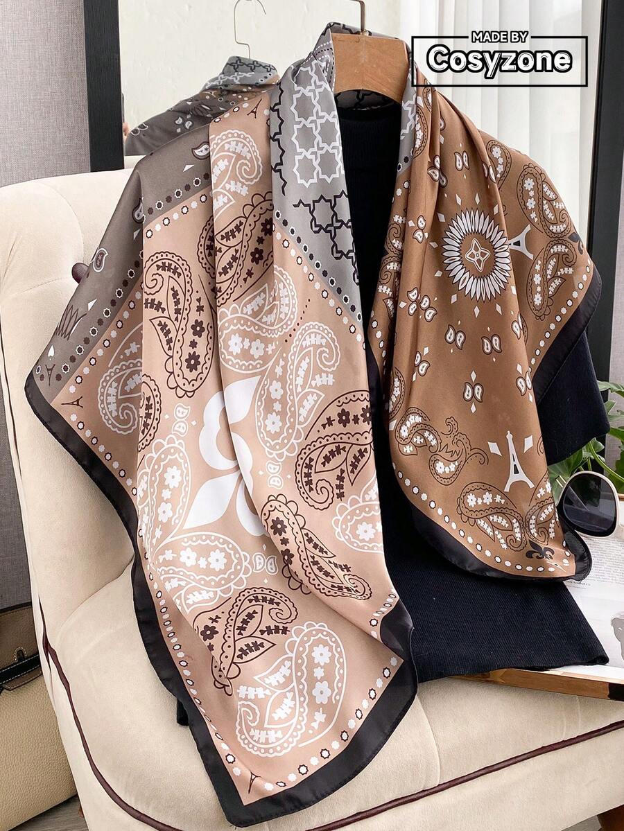 1 chiếc khăn vuông 90cm in họa tiết Paisley thanh lịch dành cho nữ, thích hợp cho những buổi đi chơi đường phố thường ngày và thời trang, có thể dùng làm khăn quàng cổ, băng đô, khăn trùm đầu, khăn choàng chống gió và nắng ngoài trời, hoàn hảo để tô điểm cho vẻ ngoài của bạn, trong các dịp lễ hội. - Nhiều màu - Xem 1