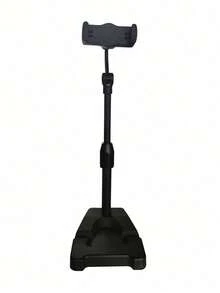 1 pieza Soporte de teléfono negro de ABS, soporte para filmación aérea en transmisión en vivo, soporte ajustable de escritorio para teléfono, base redonda de escritorio - Negro - Ver 3