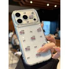 适用于 17 Pro Max、16 Pro Max、15 Plus、17、14 Pro、13、16 的闪光树脂 3D 樱桃手机壳，可爱少女透明保护套 - 無色 - 查看 1
