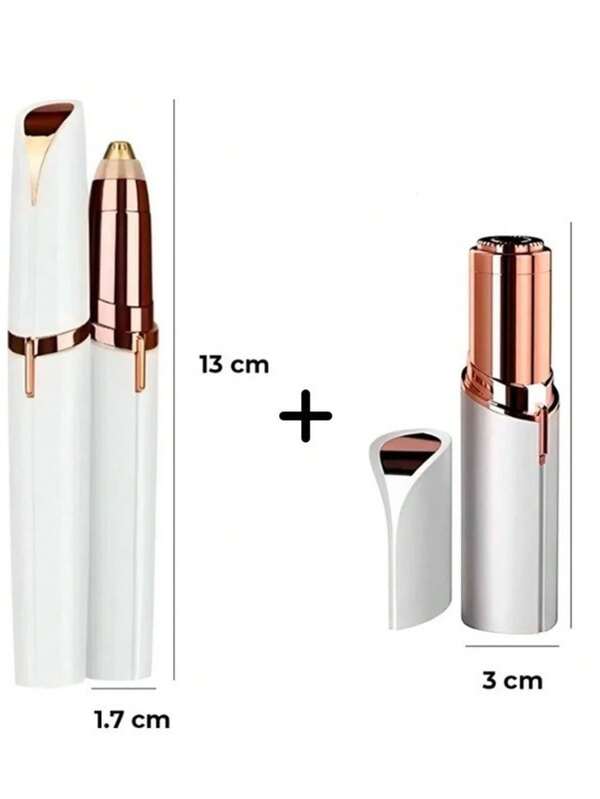Kit 2 Depiladores Elétricos Portáteis Tipo Caneta Batom Indolor Tira Pelos Rosto Nariz Sobrancelha Feminino Compacto