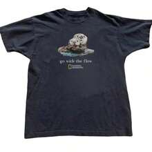 National Geographic "Go With The Flow" Unisex T-Shirt, Summer Outings Gift, Y2k 90s Vintage All-Match Tee - Black2 - 查看 8