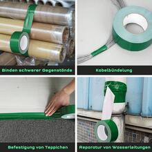 Gewebeklebeband 25m x 5cm, stark haftend, rückstandsfrei ablösbar, wetterfestes Klebeband in Schwarz, Grau & Grün - Grün - Übersicht 2