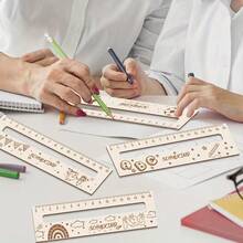 4pcs Wooden Ruler, 2 Styles With 4 Different Patterns, Handmade Reading Aid Tools, Back To School Gift, Perfect School Supplies - Rectangle - View 11
