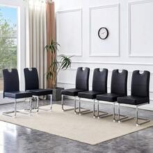 A Set Of Two Thickened Dining Chairs With Integrated Spring Packaging And Ergonomic Design - A Perfect Blend Of Comfort And Elegance. - Black - View 9