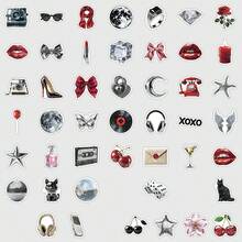 50张银色Y2K风格幸运贴纸，复古都市美学涂鸦贴纸，Y2K礼品贴纸，艺术贴纸，适用于笔记本电脑、手机、吉他、行李箱等。 - 金色 - 查看 4