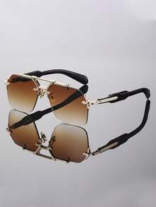 经典双梁男士眼镜，大镜框时尚眼镜，适合街头摄影、通勤、旅行和商务聚会。 - 彩色 - 查看 3