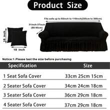 1Pc Cushion Covers, Elastic Living Room Sofa Covers, Cuprecamas, Suitable For Room Decor, Headboard, Headboard Cover, Bedroom Acesories, Cushion, Couches For Living Room, Recliner Chair Cover, Home Decor - 黑色 - 查看 4