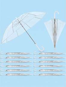1/6pcs Transparent Umbrella, Sturdy Iron Frame And Handle, 8-Rib Structure, Suitable For Weddings, Outdoor Events, Bachelor Parties, Bridal Photography, Etc. - Multicolor - View 2