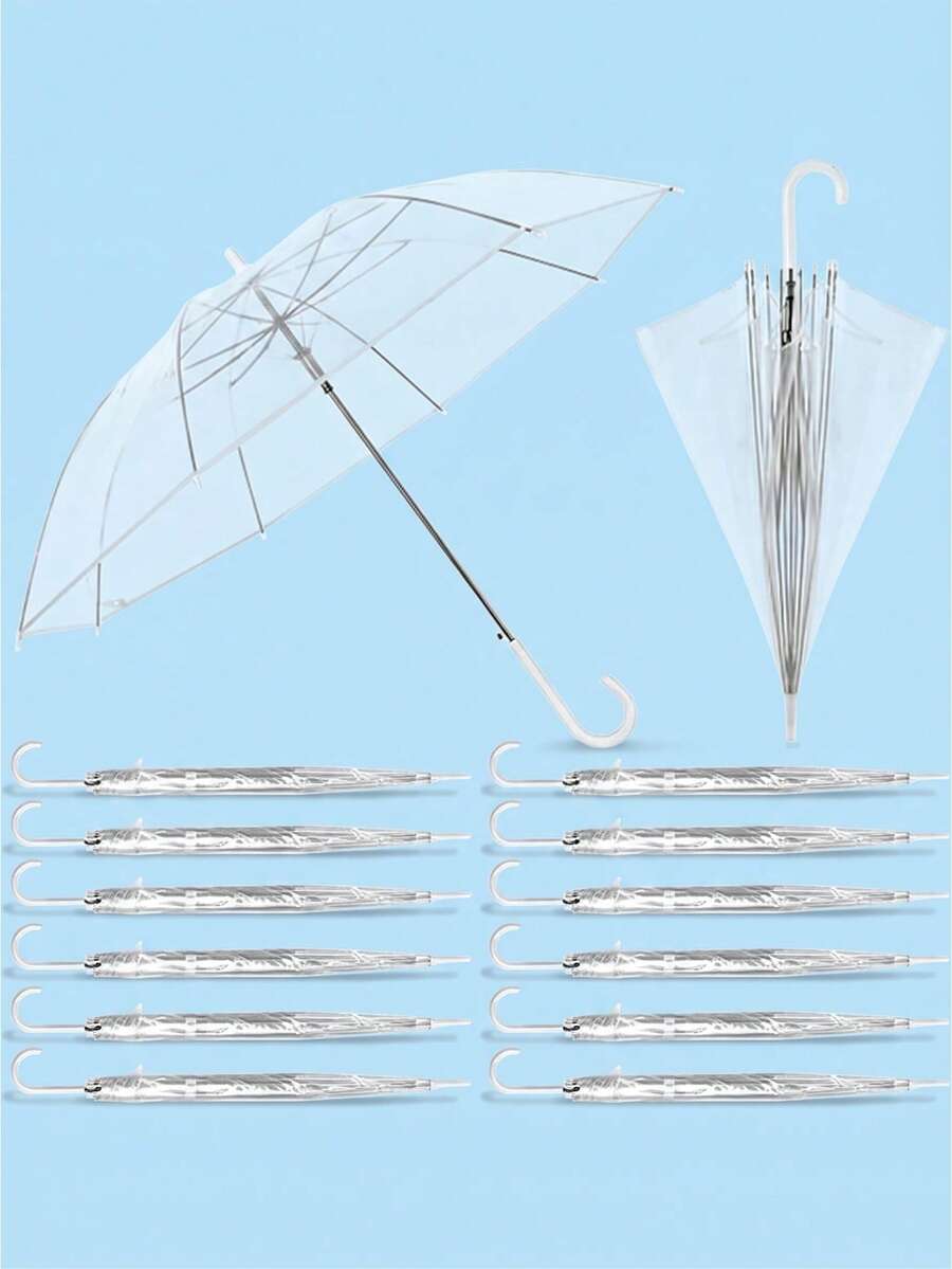 1/6pcs Transparent Umbrella, Sturdy Iron Frame And Handle, 8-Rib Structure, Suitable For Weddings, Outdoor Events, Bachelor Parties, Bridal Photography, Etc.