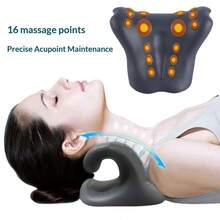 1pc Neck And Shoulder Relaxation Device, Cervical Traction Equipment For Neck Correction, Spinal Massage Pillow Neck Stretcher - Grey - View 1