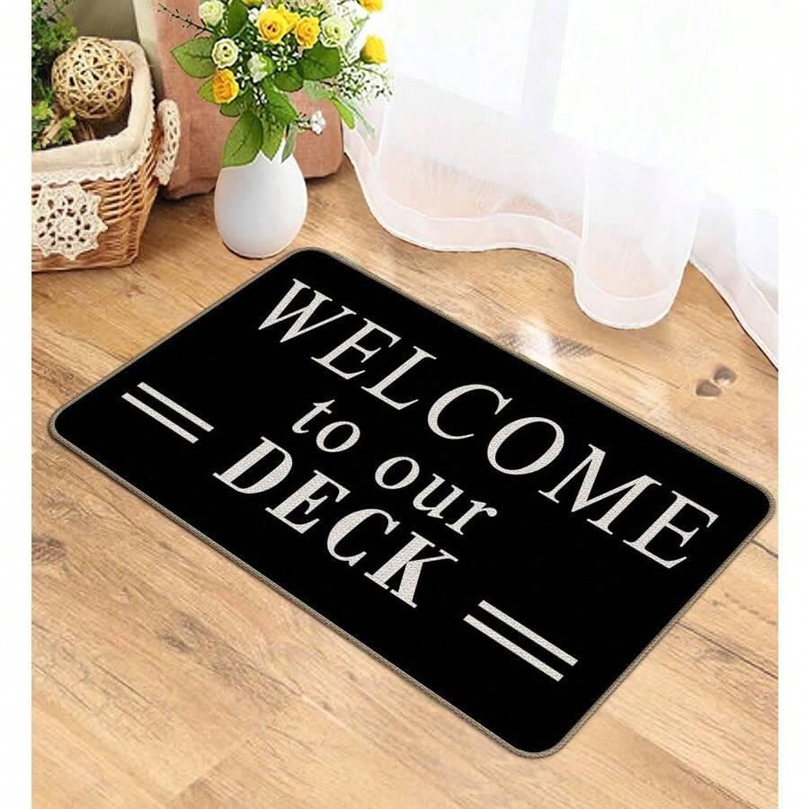 Inspirational Gifts Door Mat Non-Slip Entrance Mat, Home Decor Romans 8:31 Welcome Mat Funny Doormat For Entrance Way Indoor/Front Door/Kitchen - Black Deck - View 1