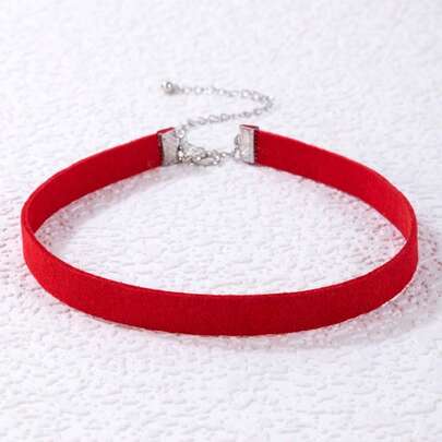 1pc Fashion Punk Style Black Velvet Choker Necklace, 1.2cm Wide Velvet Collar Necklace For Women
