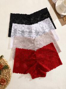 Romantic Sexy Lace Pattern Patchwork Women's Hipster Panties - Multicolor - View 8
