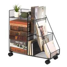 Compact Rolling Iron Storage Cart Under Desk Organiser For Home Office - الأسود - مشاهدة 2