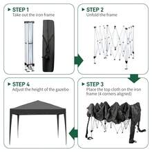 Pop Up Gazebo With Sides Blue Outdoor Canopy Wedding Party Tent - Black - View 3