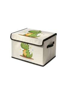 1pc Large Capacity Foldable Storage Box, Dinosaur Pattern Printed Covered Storage Basket With Handle, Multipurpose Storage Container For Nursery, Bedroom, Baby Clothes, Underbed, Toys - Multicolor - View 6