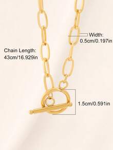 1件装不锈钢几何极简项链，男女皆宜，时尚简约链条项链，颈链饰品 - 項鍊 - 查看 9