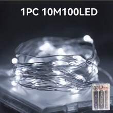 1条5米50LED/10米100LED串灯,电池供电,暖白/白/彩色,最适合花园/庭院/树木/房间装饰(不含电池) - 彩色 - 查看 27