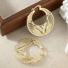 Lightweight Luxurious Hollow Hoop Earrings With Golden Thread, Versatile Earrings Suitable For Women's Festive Occasions And Banquets - Yellow - View 7