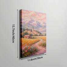 1幅后印象派山水风景画，丹麦柔和花卉草地帆布印刷品 | 现代农舍风格温暖简约乡村风景装饰画，适用于卧室、客厅或办公室，质感丰富的油画风格海报，艺术爱好者礼物，无框或带木质挂轴框 - 圖案3 - 查看 17