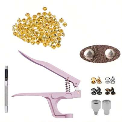 Đinh tán da hai đầu nhỏ 8mm, đinh tán kim loại hình ống kèm kìm dùng cho đồ thủ công da DIY, sửa chữa và trang trí quần áo, giày dép, túi xách, thắt lưng.