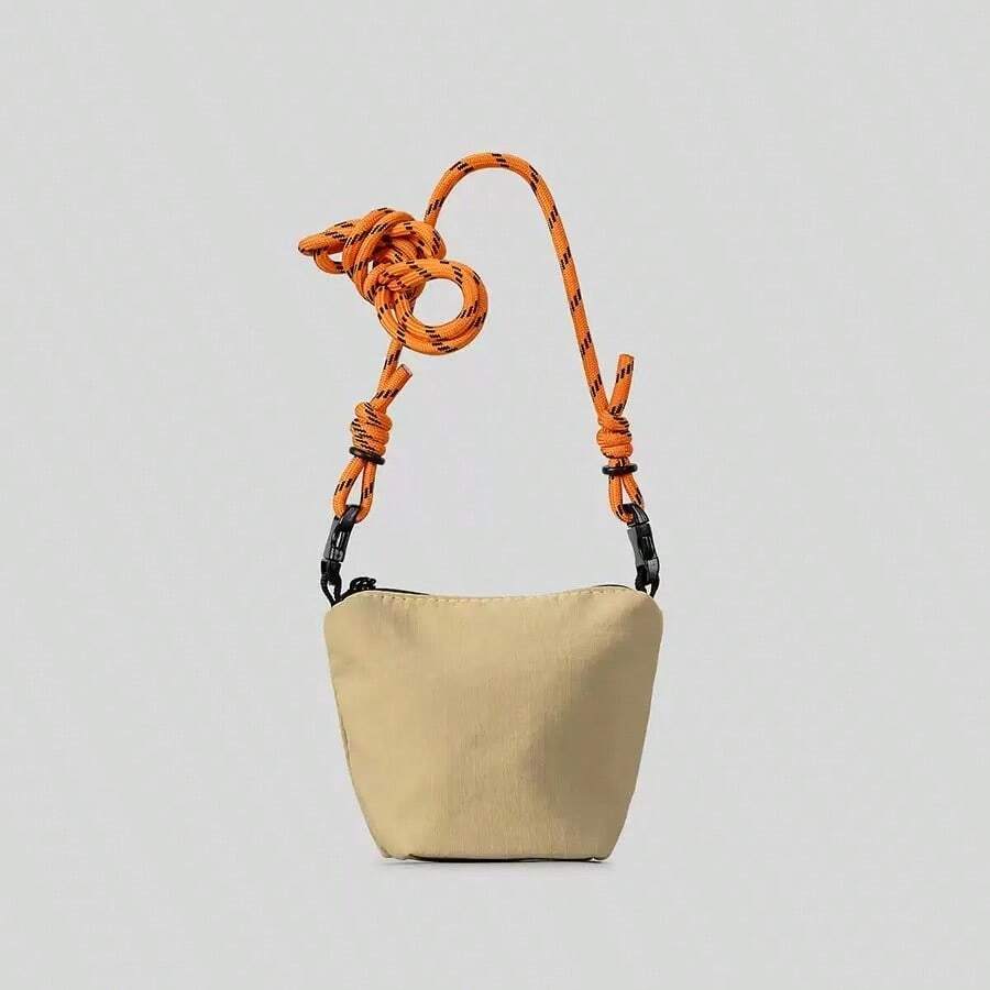 New Minimalist Elegant Phone Bag With Climbing Rope Shoulder Strap, Lightweight Nylon Bucket Crossbody Bag, Casual Versatile - Khaki - View 1