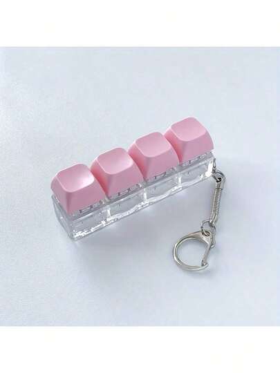 1pc 4-Key Keyboard Keychain Stress Relief Toy, Finger Keyboard Toy, Multiple Colors Available, Tension/Pressure, Unisex Keycap Keychain Pendant Decoration