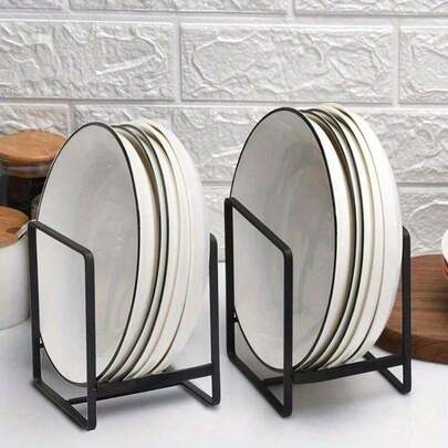 Kitchen Essential! Black Stackable Bowl And Plate Drainer, Integrated Drain And Storage Design, Space