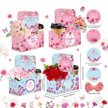 4PCS Handheld Flower Box, Kraft Paper Flower Basket,Including Greeting Cards And Ropes,Cake Bouquet Outer Packaging, Gift FFower Container, Suitable For Mother's Day, Weddings, Tea Parties, Gift Flower Decoration Storage - Multicolor - View 2