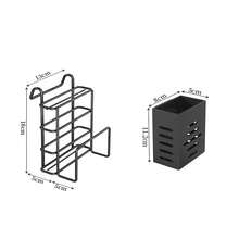 Escorredor de pratos e tigelas de 2 níveis com grande capacidade, porta-talheres e bandeja coletora de gotas - Economiza espaço, escorredor de bancada removível, material de metal e plástico preto. - Multicolorido - Ver 2