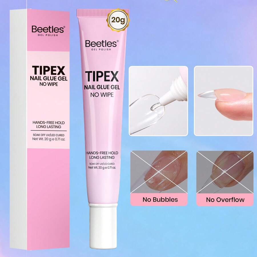 Beetles 1Pcs*20g Solid Nail Glue Gel, Tipex Soft Nail Tips Glue Super Strong For Acrylic Nails Extension Fake Nails Press On Nails - 20g No Wipe Tipex Nail Glue Gel - 查看 1