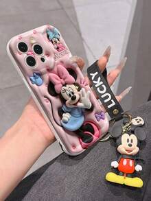 This Disney Mickey Mouse Lanyard Phone Case Is Fully Covered In TPU Material. It's Shockproof, Lightweight, And Compatible With IPhone17/16/11/13/15/15 Plus/15 Pro/15 Pro Max/12/14 Pro Max/11 Pro Max/12 Pro/12 Pro Max/13. This Phone Case Makes A Popular Birthday Gift Or Business Gift; It's Durable, Stain- And Fingerprint Resistant, And Suitable For Both Men And Women. The Set Also Includes A Mickey Mouse Phone Case And A Mickey Mouse Plush Bracelet. It's A Perfect Gift For Friends And Family. This Stylish Phone Case Is Fun, Lightweight, And Durable. IPhone17 Pro Max Phone Case, Minnie Mouse Phone Case. - 白色 - 查看 4