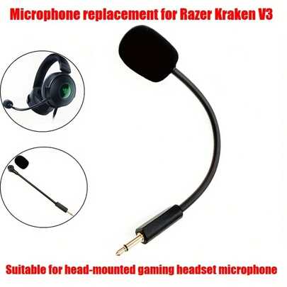 Enchufe mono de 2 polos TS de 3,5 mm desmontable y enchufable, micrófono de repuesto adecuado para el auricular de juego Kraken V3