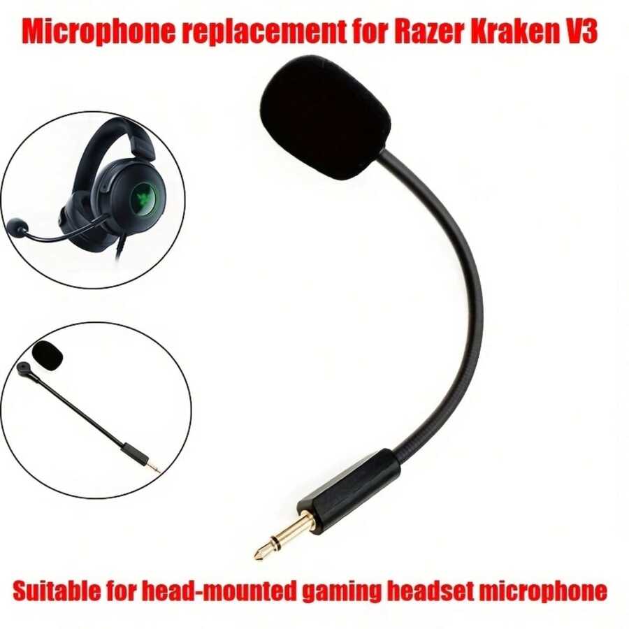 适用于 Kraken V3 游戏耳机的 3.5mm TS 双极单声道可拆卸即插即用替换麦克风 - 查看 1