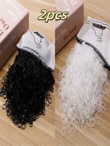Gói 2000/1000 chiếc [Dây buộc tóc nhiều màu! Màu đen tối giản + Nhiều màu sắc đa dạng, Độ đàn hồi cao & Bền bỉ cho kiểu tóc hàng ngày/ngoài trời, Phụ kiện tóc thời trang & thanh lịch cho trang điểm, buộc tóc đuôi ngựa] - màu đen - Xem 9
