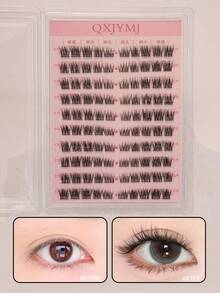 100pcs/Set False Eyelashes, C Curl, Mixed Length 7-12mm, Natural Look, Individual Cluster Design, Cluster Structure, Single-Piece False Lashes, Reusable, Instantly Enlarging, Cat Eye Effect, Anime Style Lashes, Fluffy Soft, Lash Clusters, Individual Lashes, False Eyelashes - C - View 5