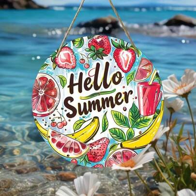 12 X 12 นิ้ว ป้ายแขวนประตูไม้สไตล์ชนบทรูปแตงโมสำหรับฤดูร้อน, ป้ายต้อนรับตกแต่งสำหรับบ้าน, ประตูหน้า, ห้อง, เตาผิง, ผนัง - เหมาะสำหรับปาร์ตี้ฤดูร้อน, ปาร์ตี้เขตร้อน, ปาร์ตี้ฮาวาย, ปาร์ตี้ชายหาด, ปาร์ตี้ริมสระน้ำ, วันเกิด, ปาร์ตี้สละโสด, งานแต่งงาน