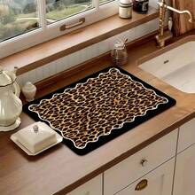 1 pieza Felpudo de cocina súper absorbente y de secado rápido con base antideslizante, apto para barra de café, mesa de comedor - Superficie de fácil limpieza y diseño de secado rápido, se adapta a cocinas modernas o tradicionales, accesorios de barra de café, decoración del hogar con estilo - Estampado de leopardo cálido - Ver 14