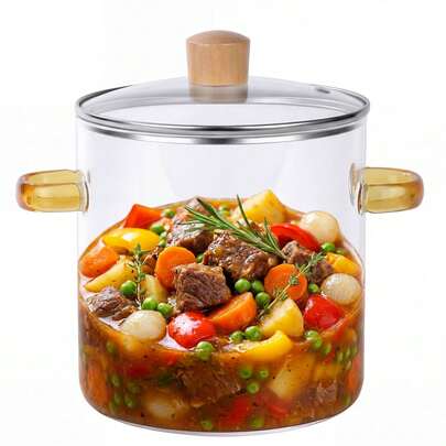 EZIFY Yellow Borosilicate Glass Heat Resistant Cooker Pot