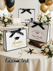 1pc Personalized Graduation Gift Bag, Customizable Text, Customizable Graduation Party Decor, Graduation Gift Bag With Name, Gift For Friends, Class Of 2026 - Multicolor - View 1