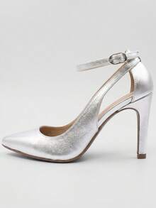 MODARPE Pointed-Toe Pump With Medium Heel And Comfort Insole, Size S10. - Plateado - Ver 3