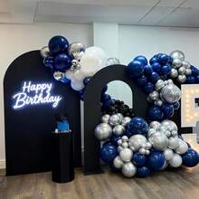 Metallic Navy Blue Party Balloon Set, Includes 18/36pcs 10-Inch Navy Blue, Metallic Silver And Matte Black Latex Balloons, Optional Ribbon Matching, Perfect For Birthday, Theme Party, Shower, Wedding, Valentine's Day, Proposal Engagement, Anniversary, Prom, Gender Reveal Decoration And Other Important Holiday Indoor/Outdoor Photo Props Decoration - View 6