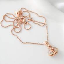Rose Gold Crown Shaped Double-Sided Virgin Mary Pendant Necklace, Blue Pendant Necklace, Elegant Vintage Jewelry, A Perfect Birthday Gift For Her - Multicolor - View 2