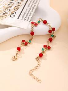 1条女士甜美可爱樱桃手链，适合日常佩戴和节日礼物 - 櫻桃手鍊 - 查看 6