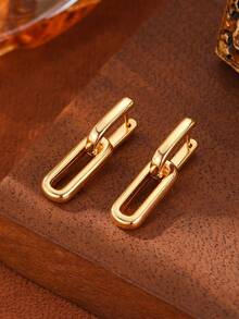 1Pair Minimalist Paperclip Earrings For Women,Elegant U Link Drop Dangle Hoops Earring For Wedding/Business/Daily,Jewelry Gift For Festival - Geometric Small Earrings - View 11