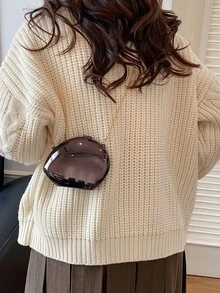 1个迷你纯色亚克力不对称造型时尚高端派对配饰手拿包、单肩包、斜挎包、口红包（女士款） - 咖啡棕 - 查看 11