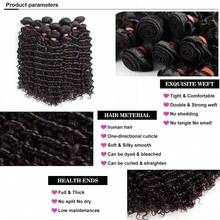 Uveous 100% Unprocessed Virgin Brazilian Human Hair Brazilian 22 20 18 Inch Deep Wave 3 Bundles Hair Extensions Grade 12A Remy Human Hair Bundles Natural Black Color - Sóng sâu - Xem 7